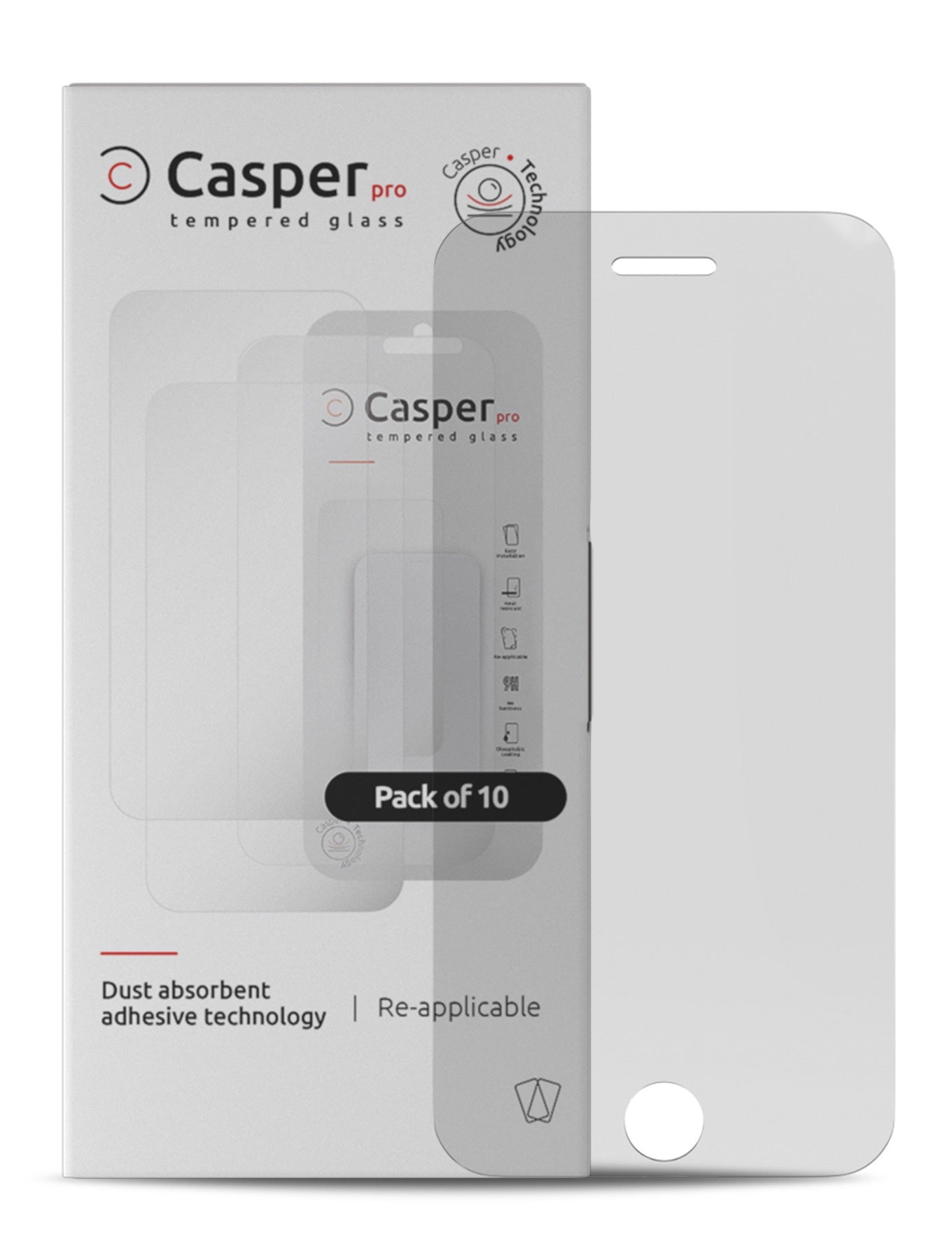 Casper Pro Tempered Glass Compatible For iPhone 6 Plus / 6S Plus / 7 Plus / 8 Plus (10 Pack) (Clear)