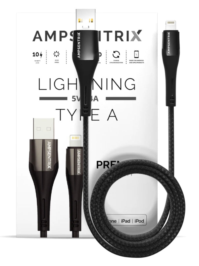 3 ft Micro USB to USB Type A Cable (AmpSentrix) (Infinity) (Black)