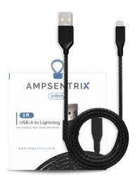 3 ft Non-MFI Lightning to USB Type A Cable (AmpSentrix) (Infinity) (Black)
