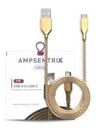 3 ft Non-MFI Lightning to USB Type A Cable (AmpSentrix) (Infinity) (Gold)