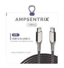 3 ft Non-MFI Lightning to USB Type C Cable (AmpSentrix) (Infinity) (Black)
