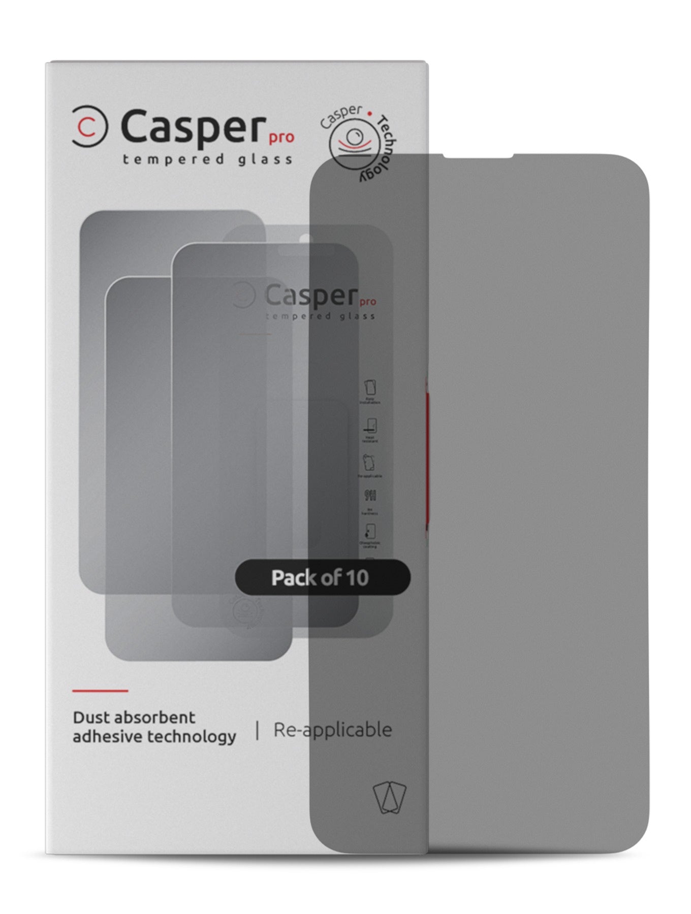 Casper Pro Tempered Glass Compatible For iPhone X / XS / 11 Pro (10 Pack) (Privacy)